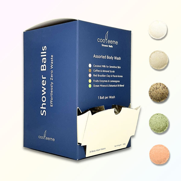 Assorted Body Wash Shower Balls with A Dispenser Box 50 Tablets